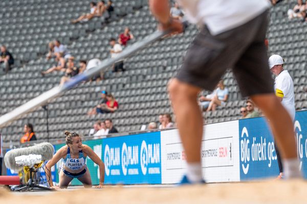 Maria Purtsa (LAC Erdgas Chemnitz) im Dreisprung waehrend der deutschen Leichtathletik-Meisterschaften im Olympiastadion am 25.06.2022 in Berlin